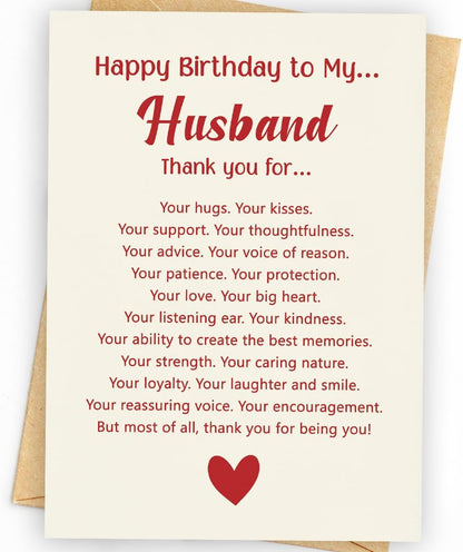 WowBefun Husband Birthday Card from Wife | Happy Birthday Card for Husband | Romantic Bday Card