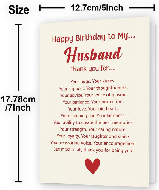 WowBefun Husband Birthday Card from Wife | Happy Birthday Card for Husband | Romantic Bday Card